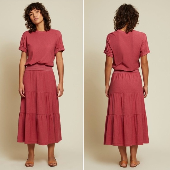 Nation Ltd Martine Pima Cotton Midi Dress Pink Size XS - Picture 1 of 5